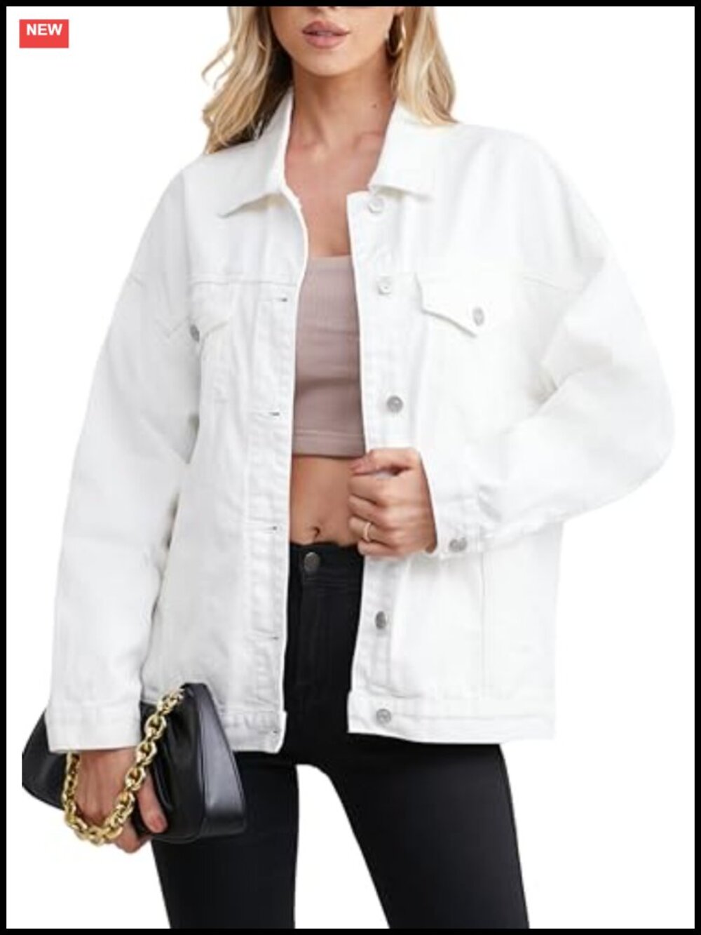 Oversized Long Denim Jacket Trucker Coat Distressed Cotton Button
